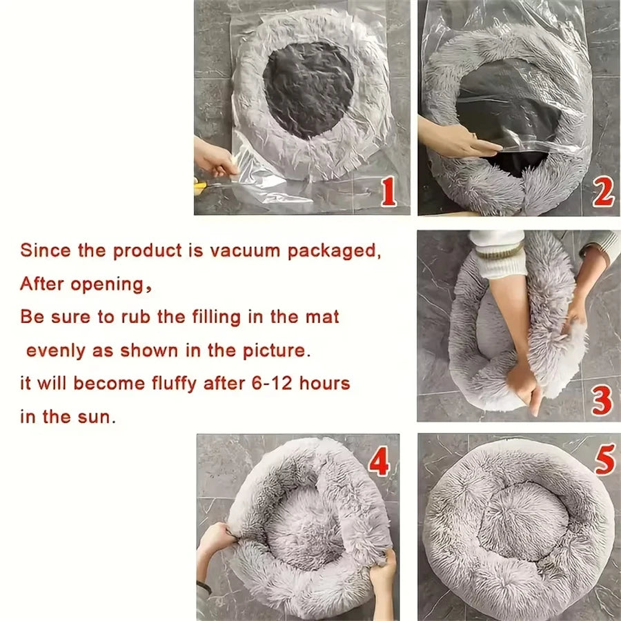 Cozy Donut Cat Bed — Soft Plush Washable
