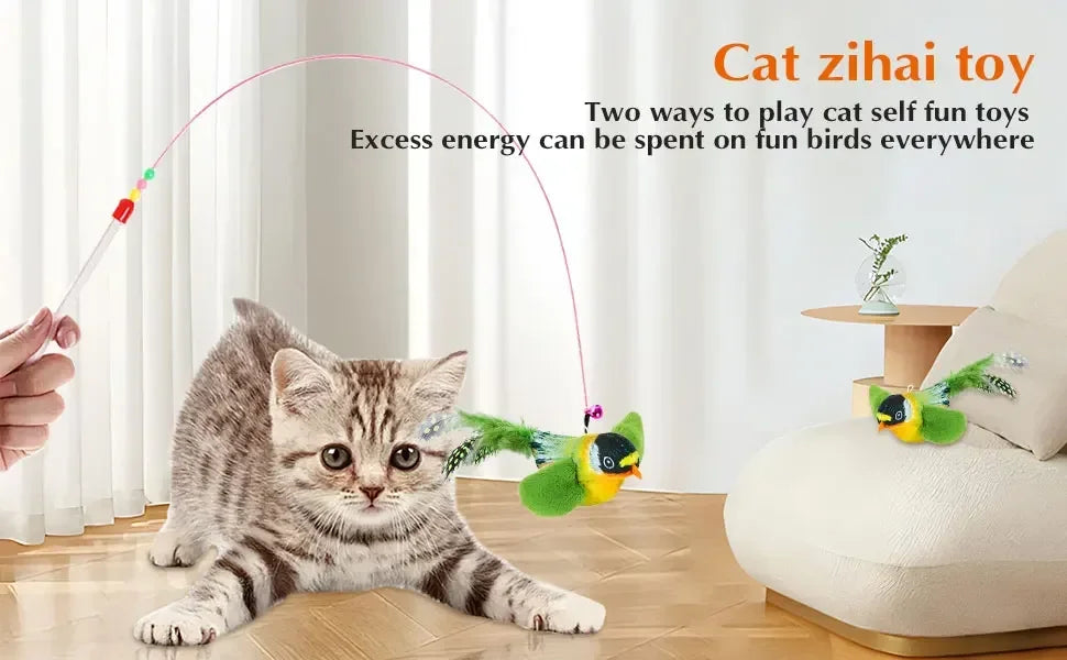 Interactive Bird Cat Toy - Motion Activated Chirping Plush