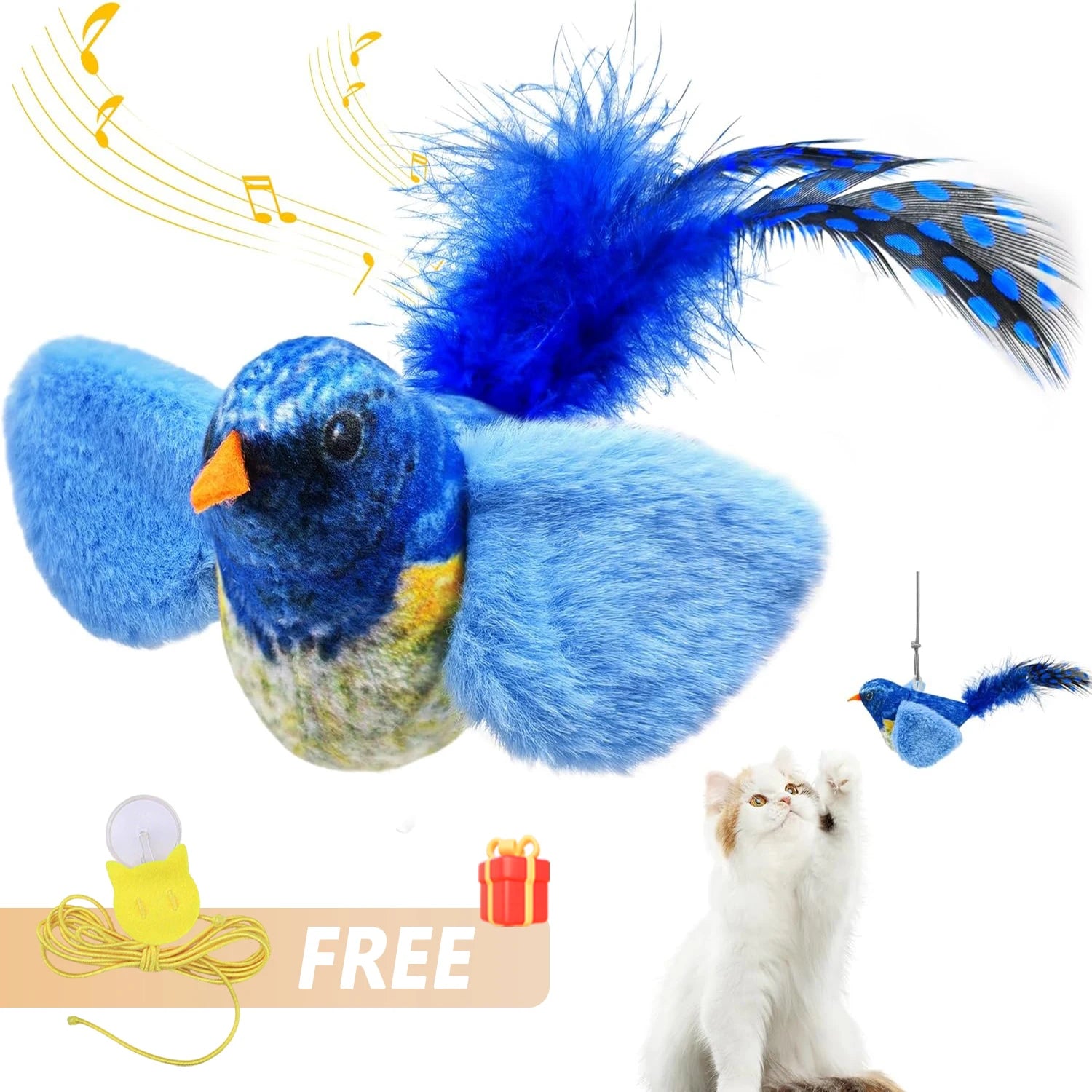 Interactive Bird Cat Toy - Motion Activated Chirping Plush