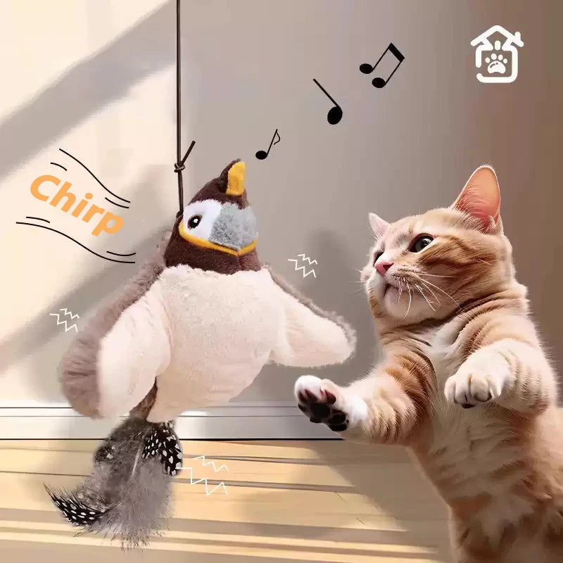 Interactive Bird Cat Toy - Motion Activated Chirping Plush
