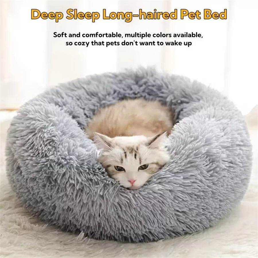 Cozy Donut Cat Bed — Soft Plush Washable