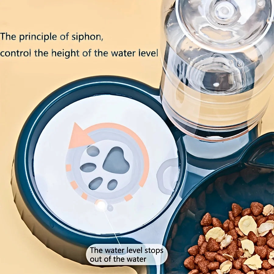 3-in-1 Tilted Cat Bowl Set — Ergonomic Neck Protection with Gravity Water Feeder`