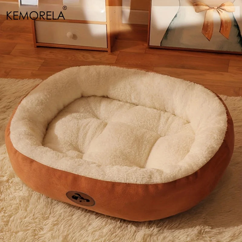 Cozy Oval Cat Bed — Plush Warm All Seasons