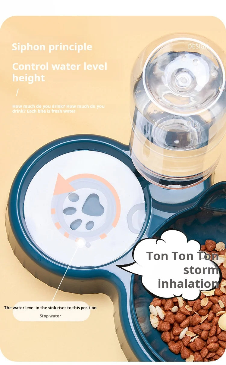 3-in-1 Tilted Cat Bowl Set — Ergonomic Neck Protection with Gravity Water Feeder`