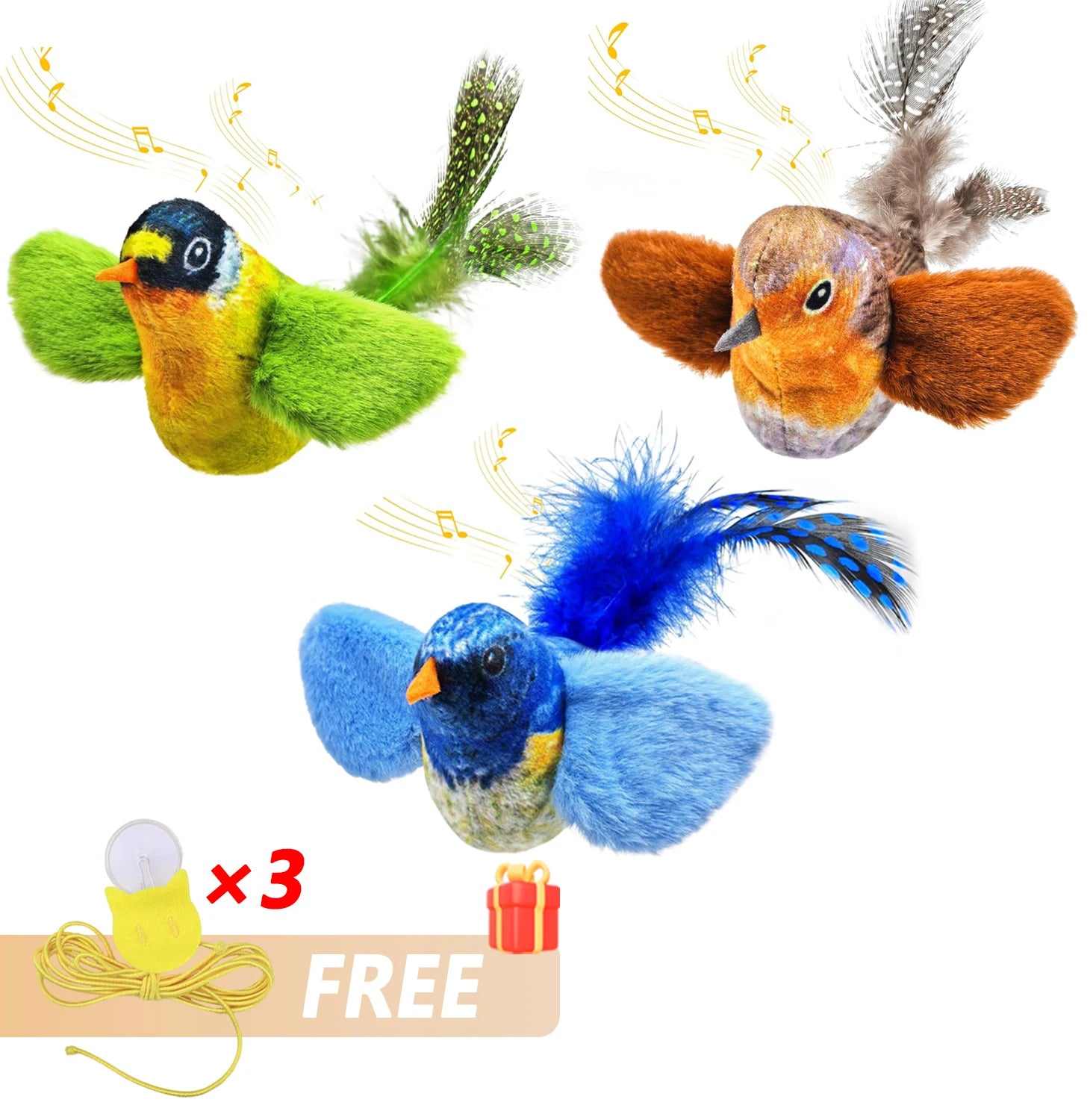 Interactive Bird Cat Toy - Motion Activated Chirping Plush