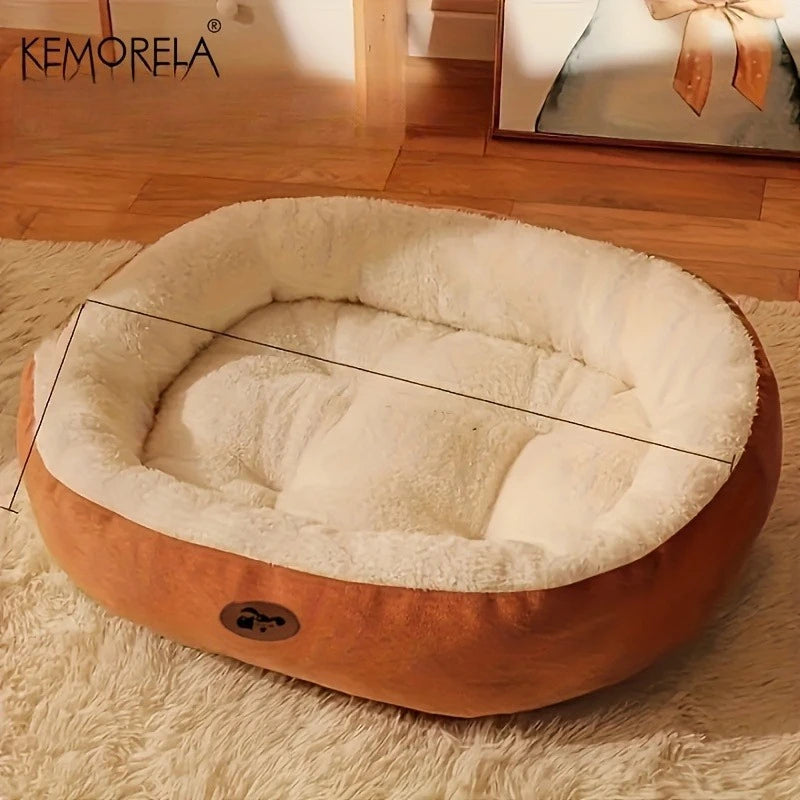 Cozy Oval Cat Bed — Plush Warm All Seasons