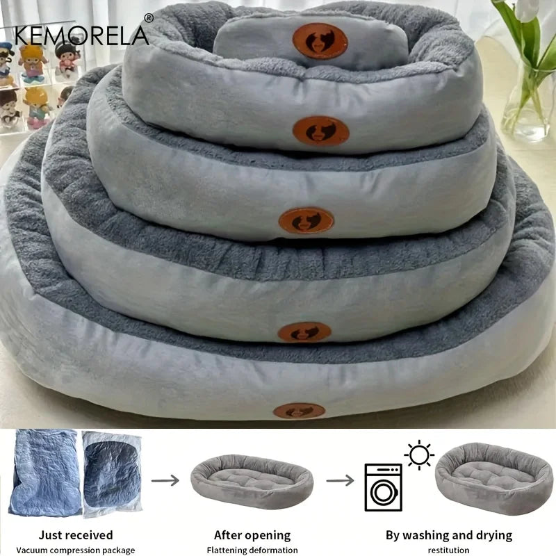 Cozy Oval Cat Bed — Plush Warm All Seasons