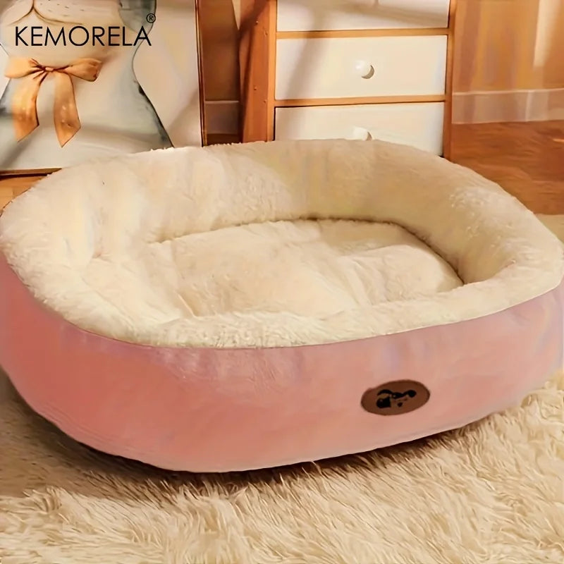 Cozy Oval Cat Bed — Plush Warm All Seasons