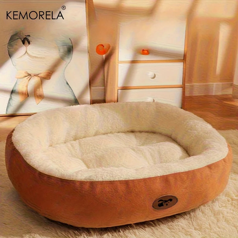 Cozy Oval Cat Bed — Plush Warm All Seasons