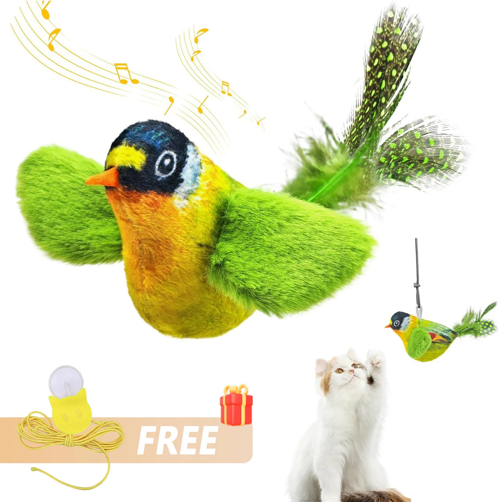 Interactive Bird Cat Toy - Motion Activated Chirping Plush