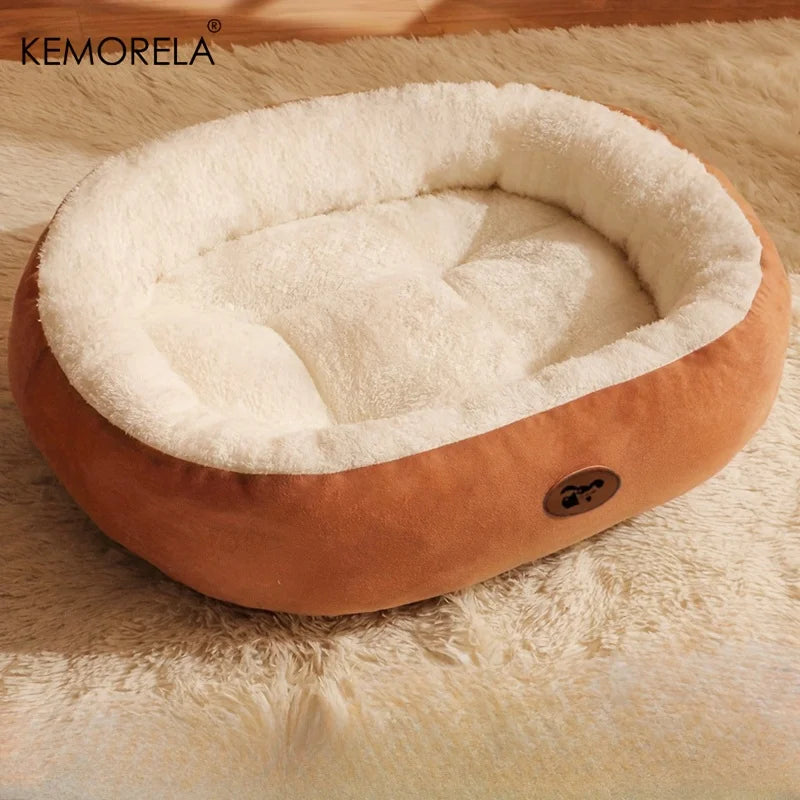 Cozy Oval Cat Bed — Plush Warm All Seasons