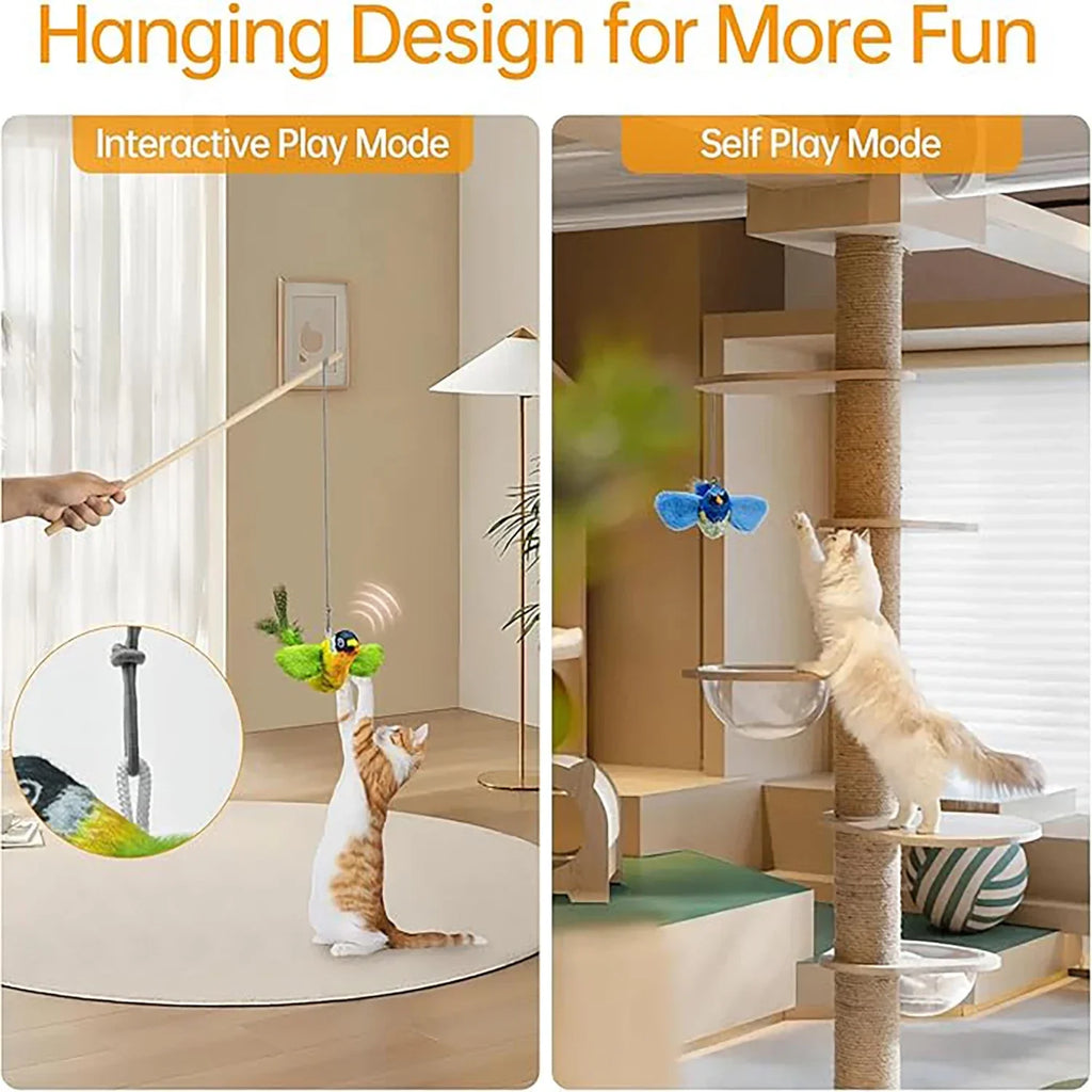 Interactive Bird Cat Toy - Motion Activated Chirping Plush