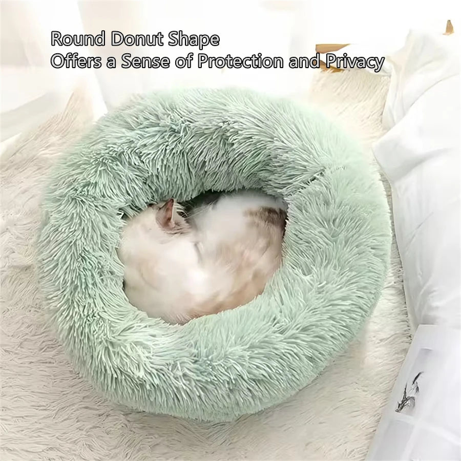 Cozy Donut Cat Bed — Soft Plush Washable