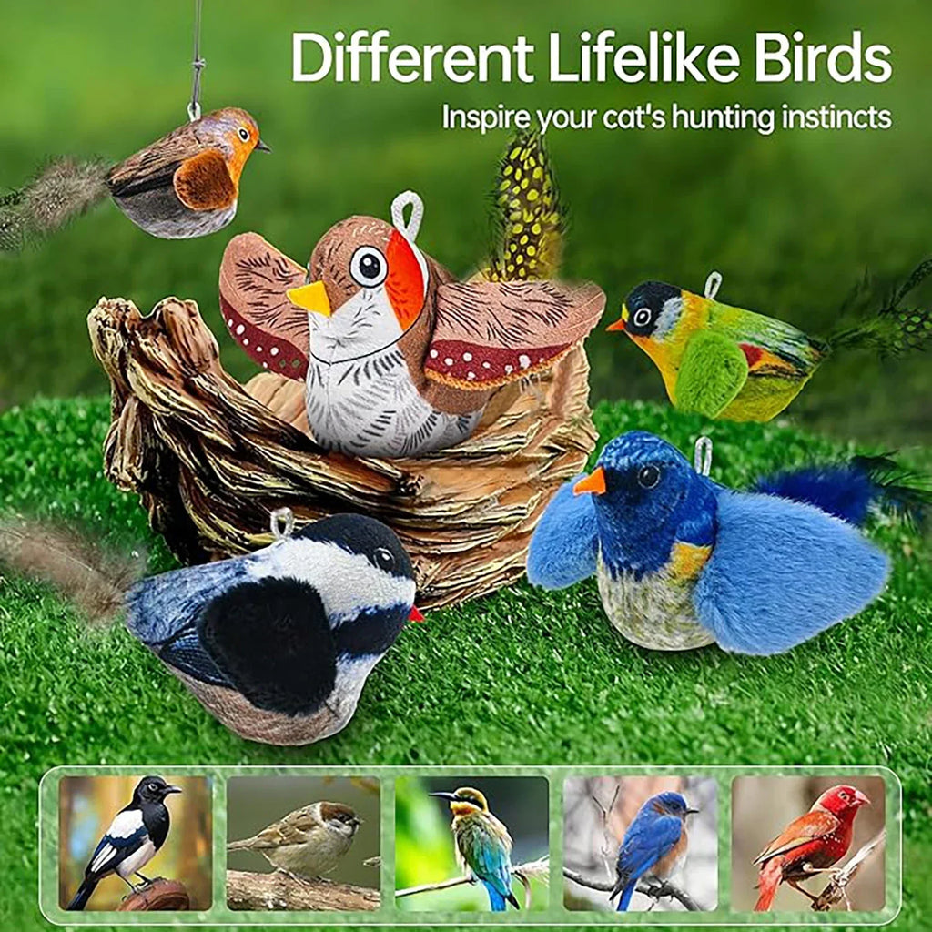 Interactive Bird Cat Toy - Motion Activated Chirping Plush
