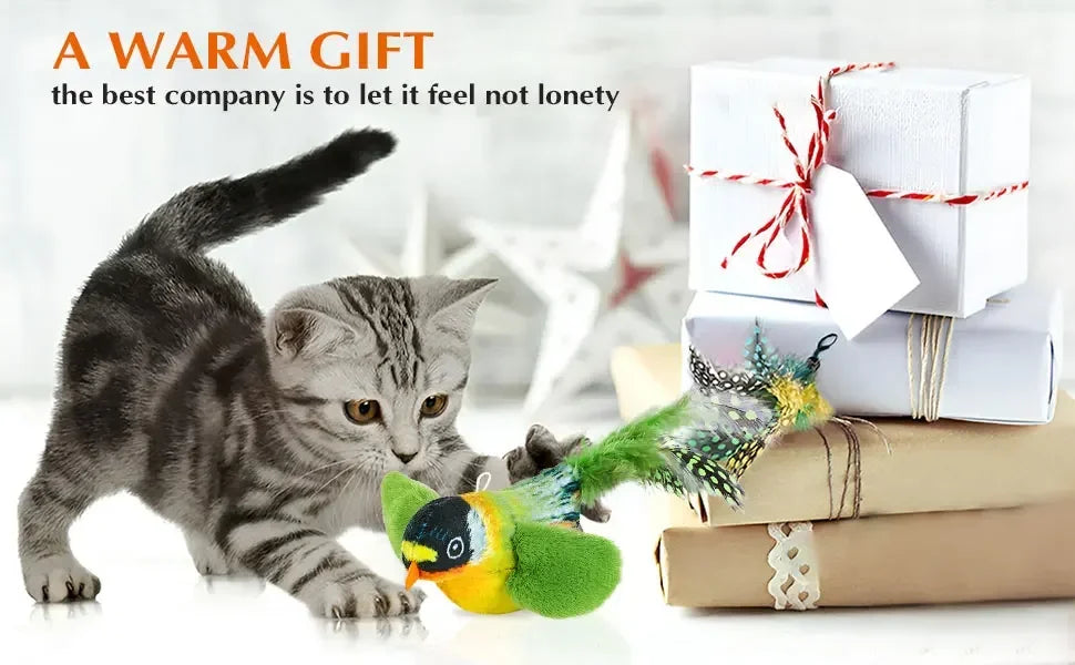 Interactive Bird Cat Toy - Motion Activated Chirping Plush