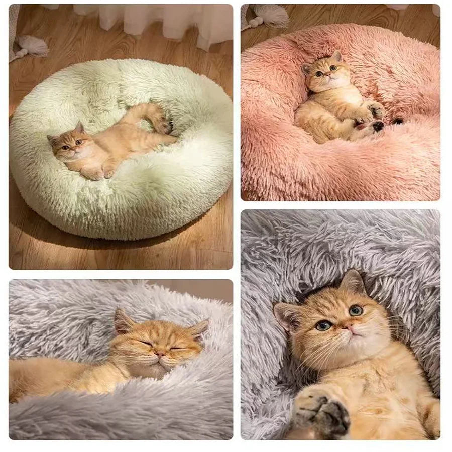Cozy Donut Cat Bed — Soft Plush Washable