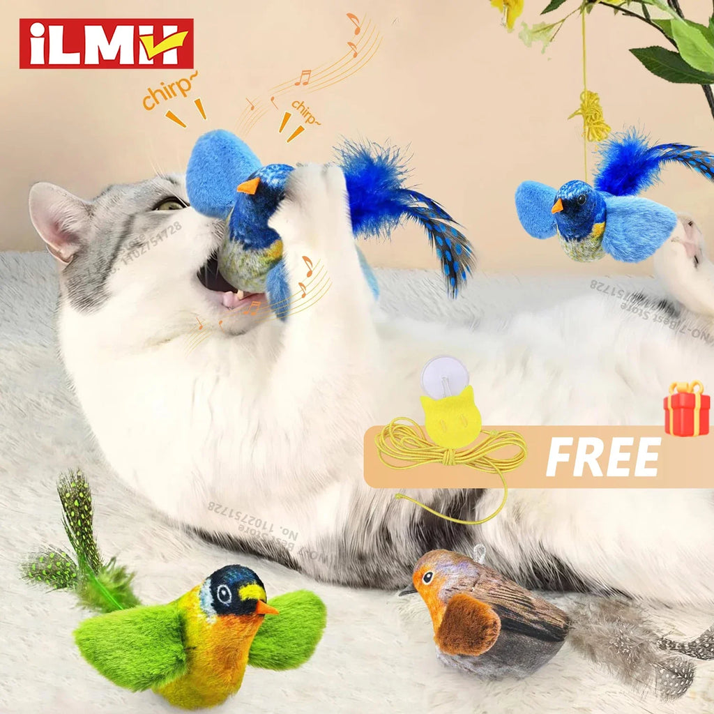 Interactive Bird Cat Toy - Motion Activated Chirping Plush
